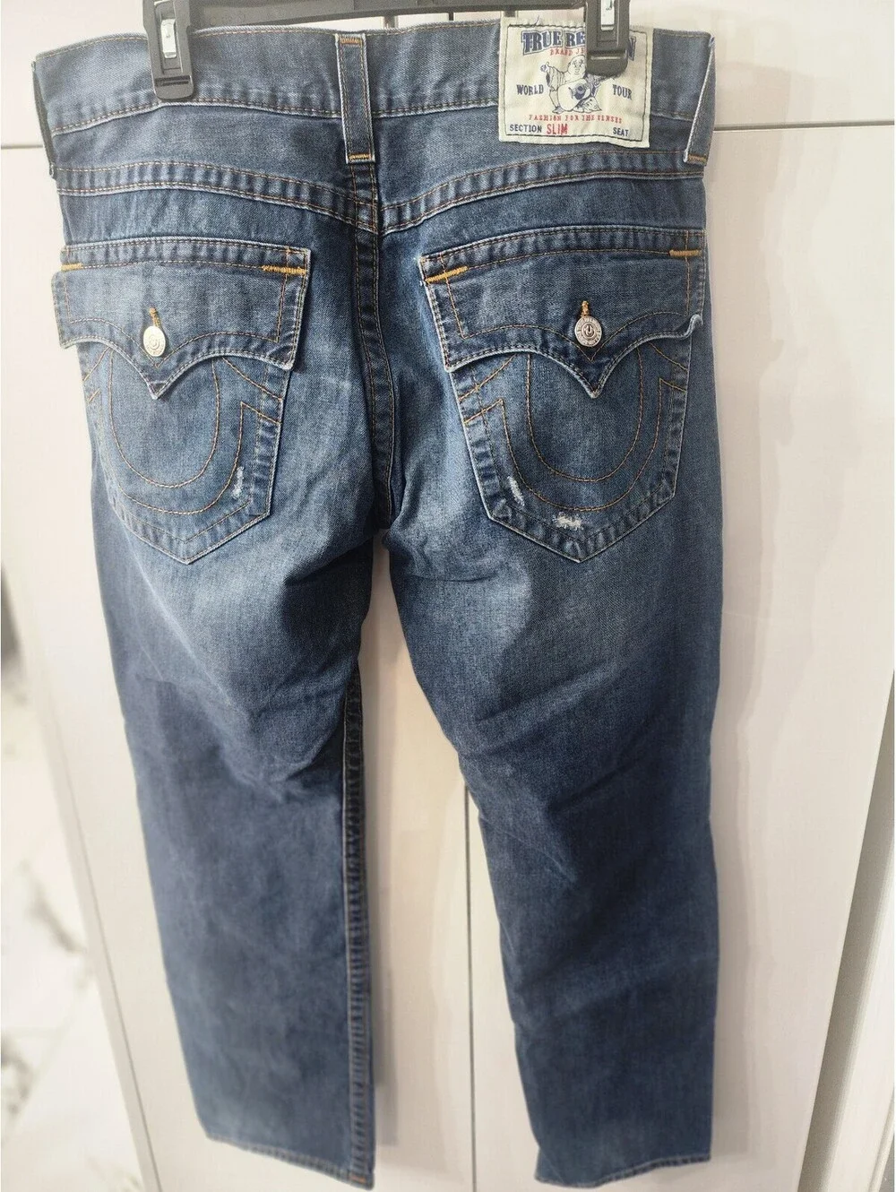 True Religion 34 by 33L Men's Slim Fit  Jeans with Signature Pocket Design
